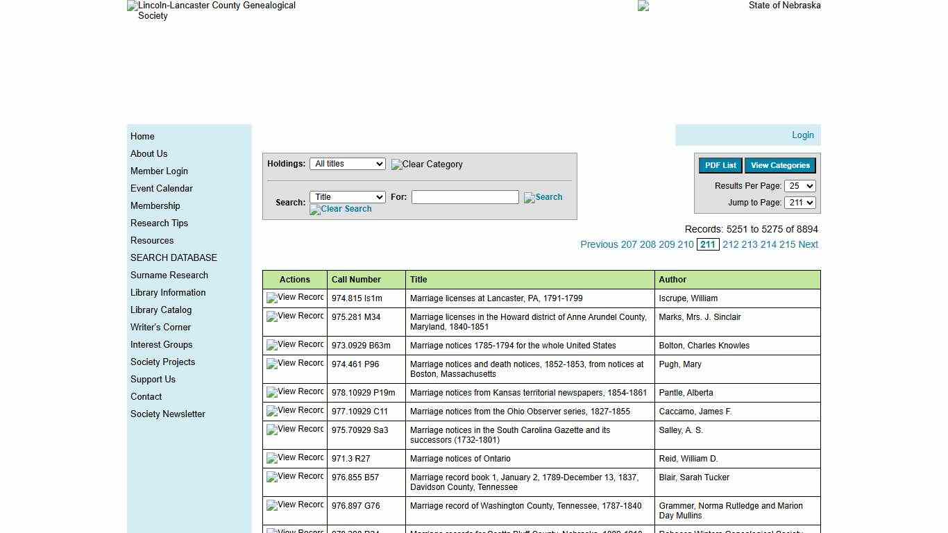 Lincoln-Lancaster County Genealogical Society - Library Catalog