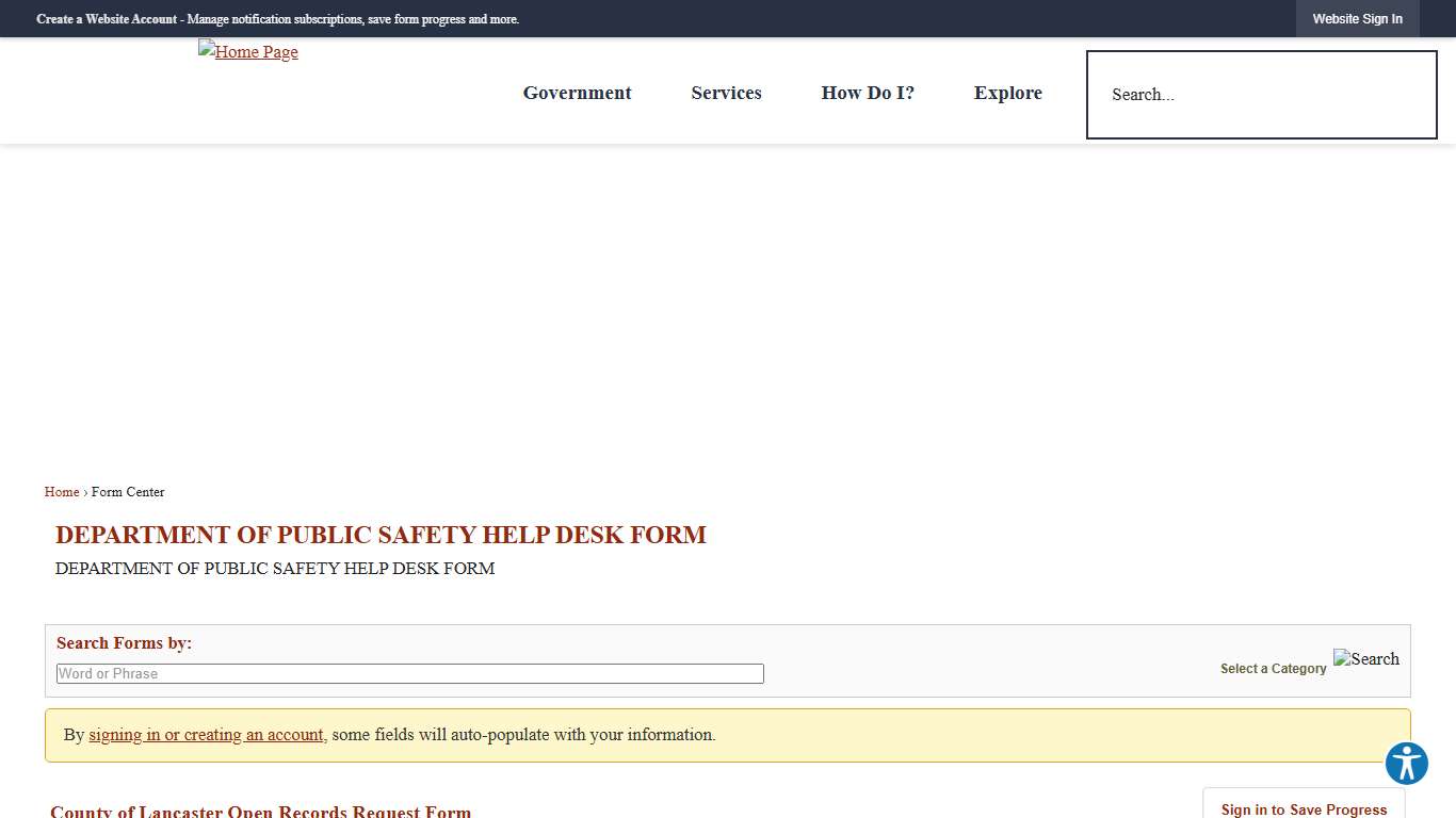 Form Center • County of Lancaster Open Records Request Form